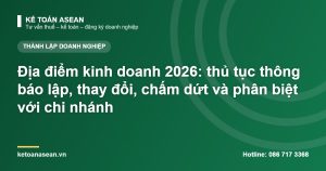 Địa điểm kinh doanh 2026: thủ tục thông báo lập, thay đổi, chấm dứt và phân biệt với chi nhánh